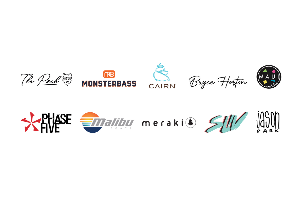 white background with 2 lines of 5 brand logos in the middle of the image